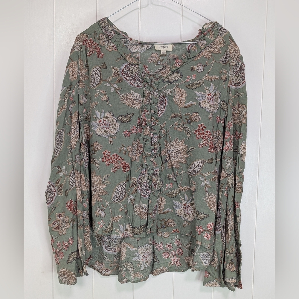 Umgee Sage Floral Blouse